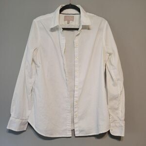 Banana Republic Women's XL cotton Oxford White Shirt Preppy Classic Capsule